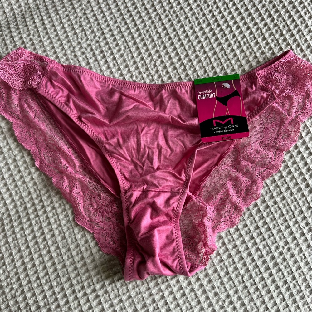 Maidenform Pink Lace Trim Tanga Panties